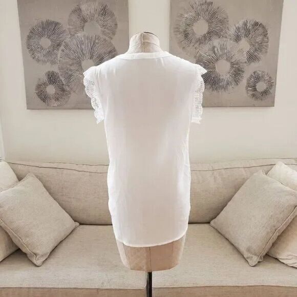 🌹 GIBSON x CITY SAFARI 🌹 NEW! Split Neck Lace Trim Top - [Small, White] - Picture 6 of 11